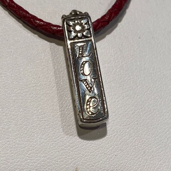 BRIGHTON Braided Leather LOVE Pendant Necklace - Picture 3 of 11